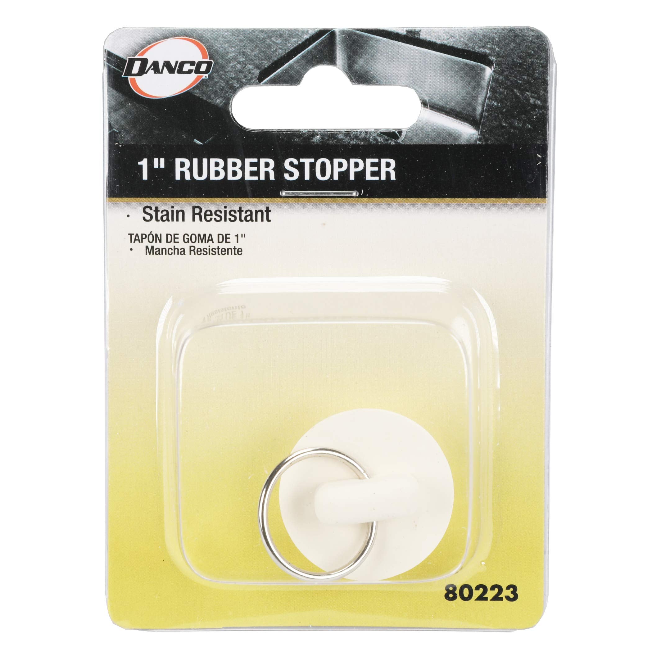 Danco 1-Inch Rubber Drain Stopper, White, Carded, 80223