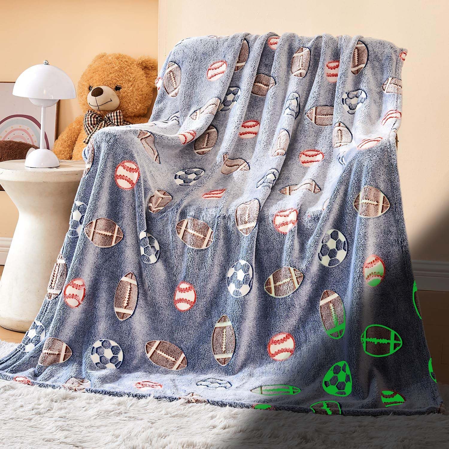 Wajade Sports Balls Gifts Toys For Boys Girls - Glow In The Dark Sports Balls Blanket Birthday Easter Decor For Kids Age 3 4 5 6