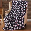 Halloween Ghost Throw Blanket for Bed Couch Chair Living Room Soft Warm Fleece Plush Blanket, (Black White Ghost Bash) Oversized