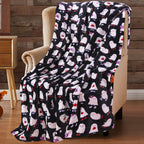 Halloween Ghost Throw Blanket for Bed Couch Chair Living Room Soft Warm Fleece Plush Blanket, (Black White Ghost Bash) Oversized