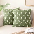 Miulee Set Of 2 Sage Green Decorative Throw Pillow Covers Rhombic Jacquard Pillowcase Soft Square Cushion Case For Summer Couch Sofa Bed Bedroom Living Room 20X20 Inch