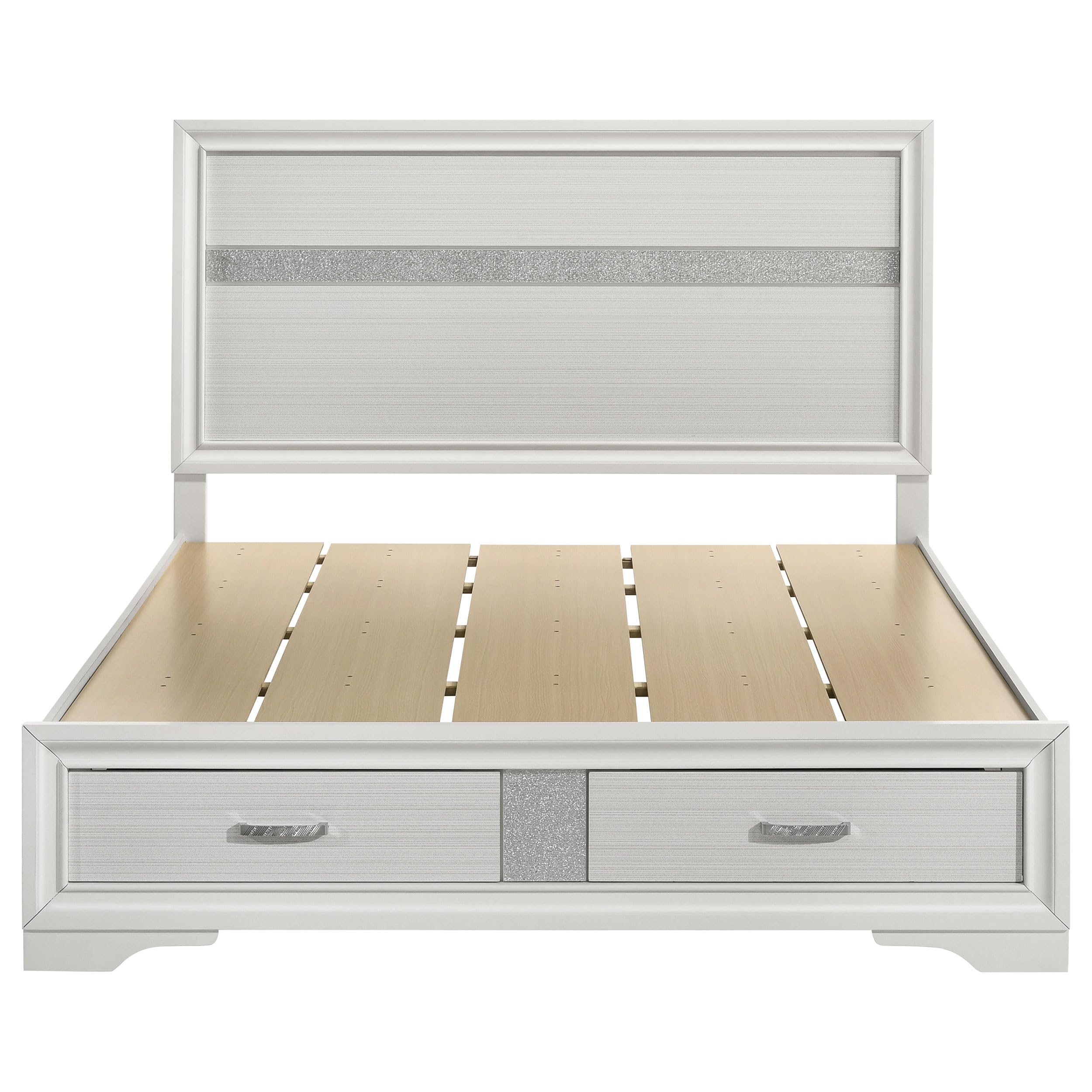 Coaster Home Furnishings Miranda Contemporary Wood Queen Size Storage Panel Bed Frame 50-inch Headboard White 205111Q