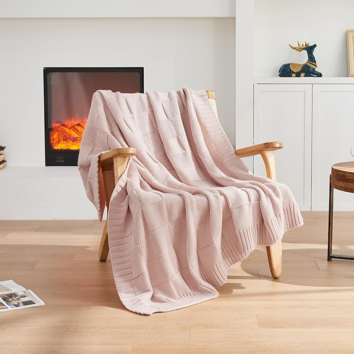 Cozecube Check Knit Throw Blanket, Pink Checkered Throw For Couch, Decorative Christmas Soft Cozy Warm Knitted Blanket For Bed S