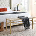 Ecly. Woven Bench For Bedroom End Of Bed Bench 39.5' Wooden Bench Ndoor Dinning Bench Entrywway Bench With Solid Rubber Wood Leas Bed Bench Forbedroom Entryway Living Room Kitchen (Natural)