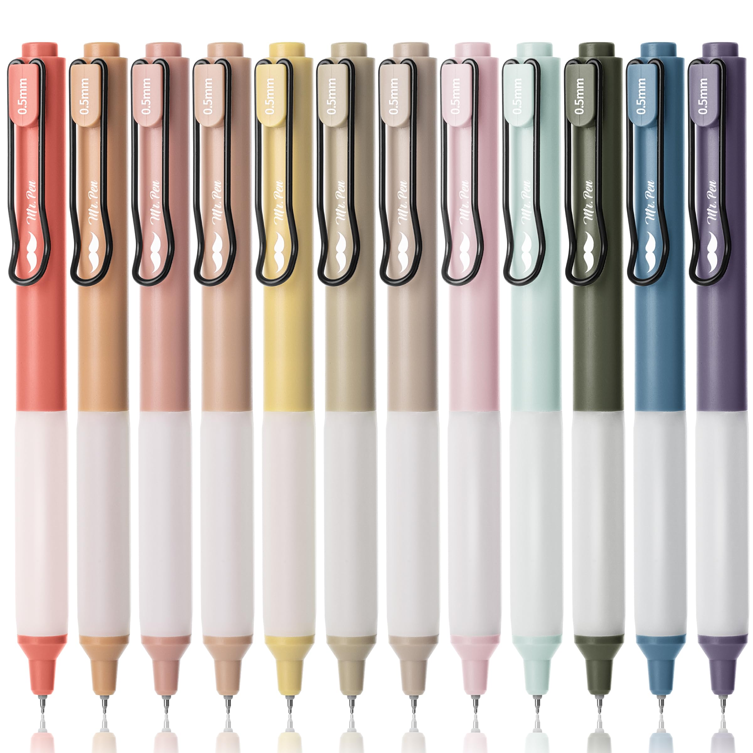 Mr. Pen- Retractable Gel Pens, 12 Pack, Black Ink Gel Pens, Vintage Barrels, Fast Dry, Gel Pens Fine Point 0.5Mm, Retractable Pe