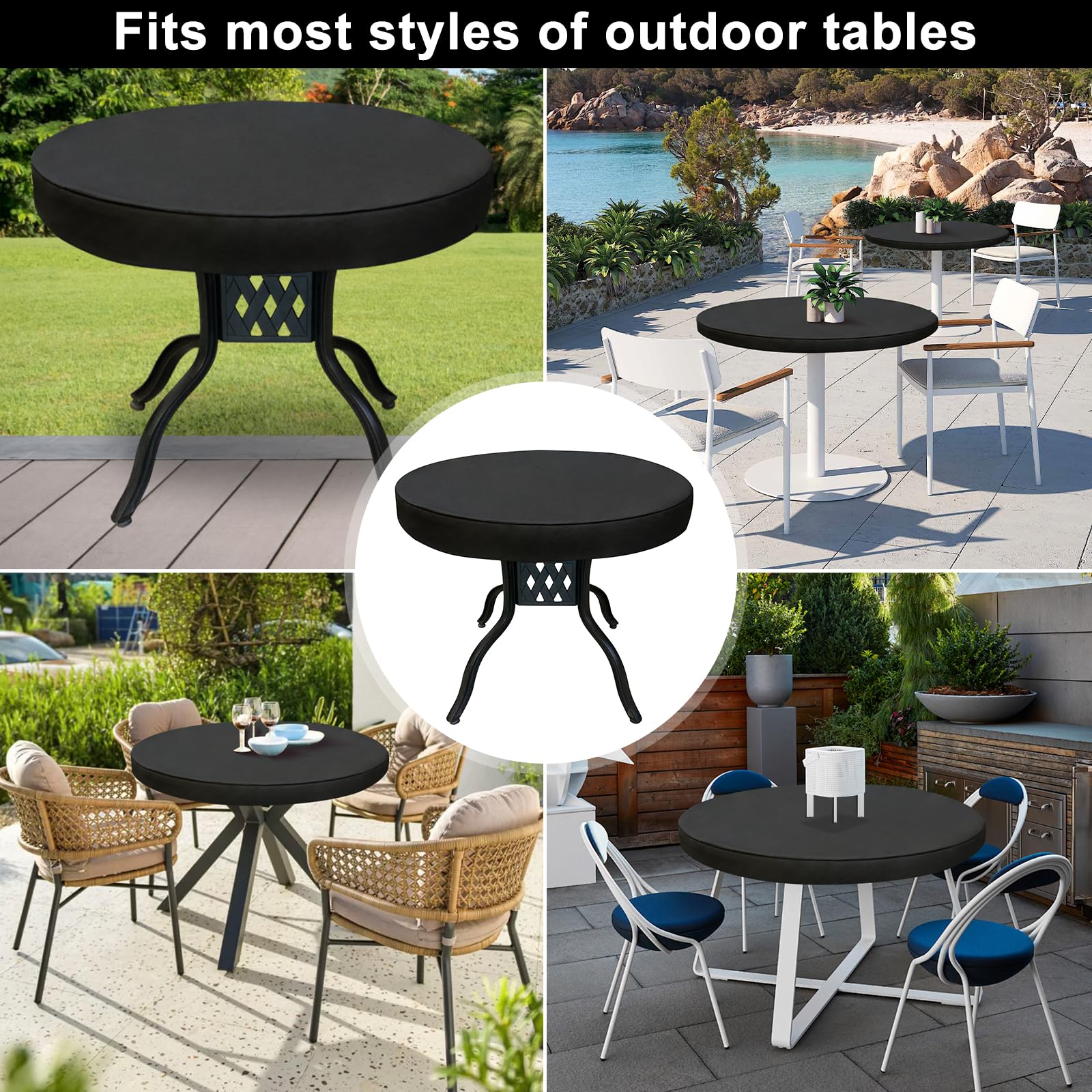 Sunico Outdoor Patio Table Cover Round, Waterproof Outdoor Patio Furniture Cover For Tables 24 Dia 4 H Inch