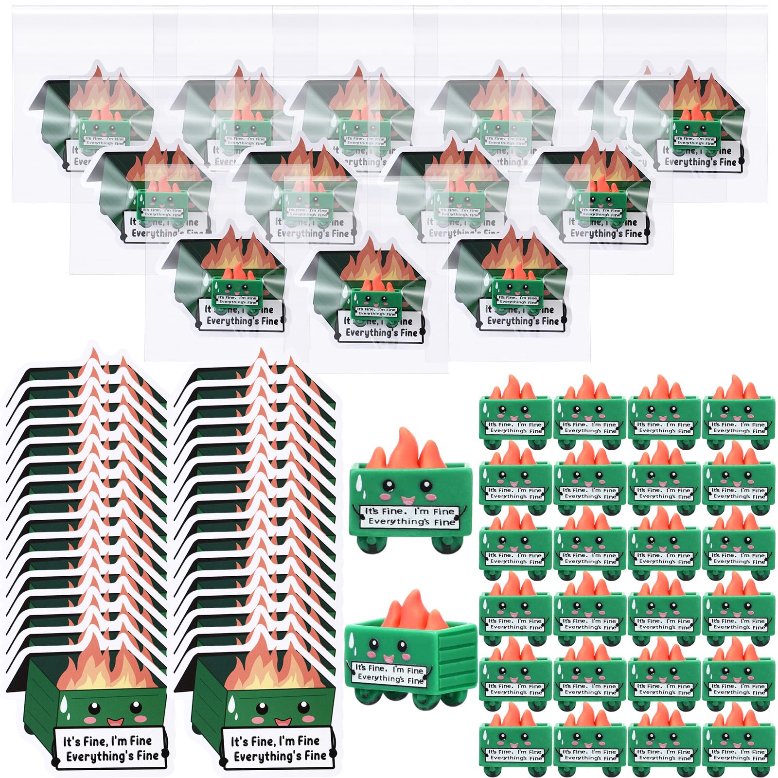 Croblissful 100 Set Dumpster Desk Resin Fire Accessories Gifts Bulk, Thank You Mini Dumpster Ornament Bulk Emotional Support App