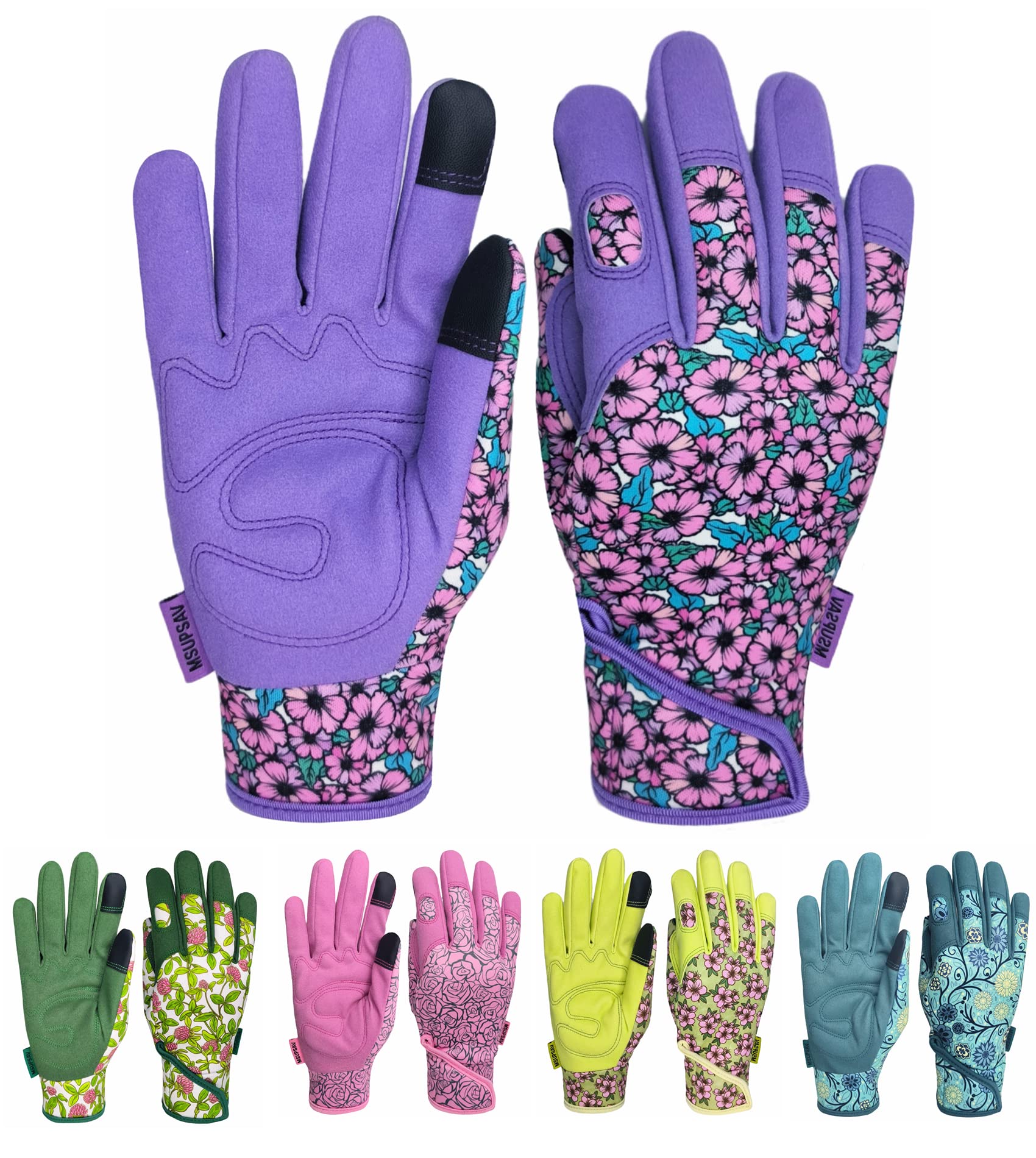 Msupsav Gardening Gloves For Gardening,Synthetic Leather Garden Gloves,Work Gloves With Touch Screen,Gardening Gifts For Women,P
