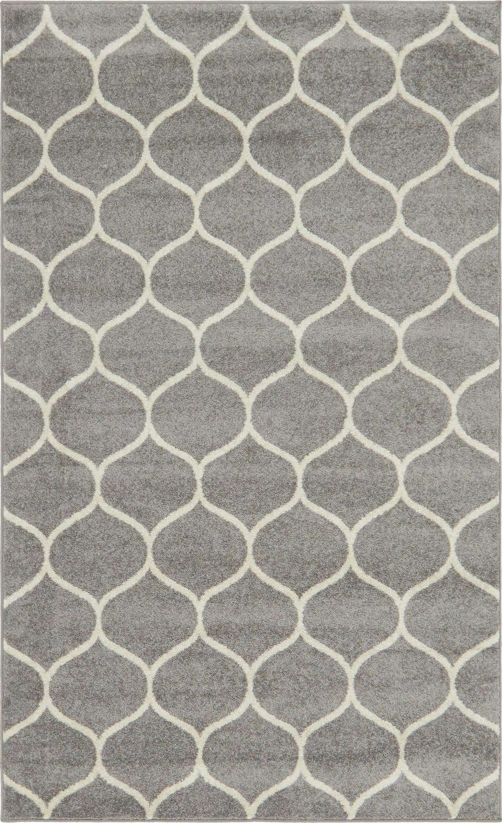Unique Loom Trellis Frieze Collection Area Rug - Rounded (5' 1'' x 8', Light Gray/ Ivory)