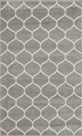 Unique Loom Trellis Frieze Collection Area Rug - Rounded (5' 1'' x 8', Light Gray/ Ivory)