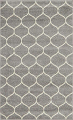 Unique Loom Trellis Frieze Collection Area Rug - Rounded (5' 1'' x 8', Light Gray/ Ivory)