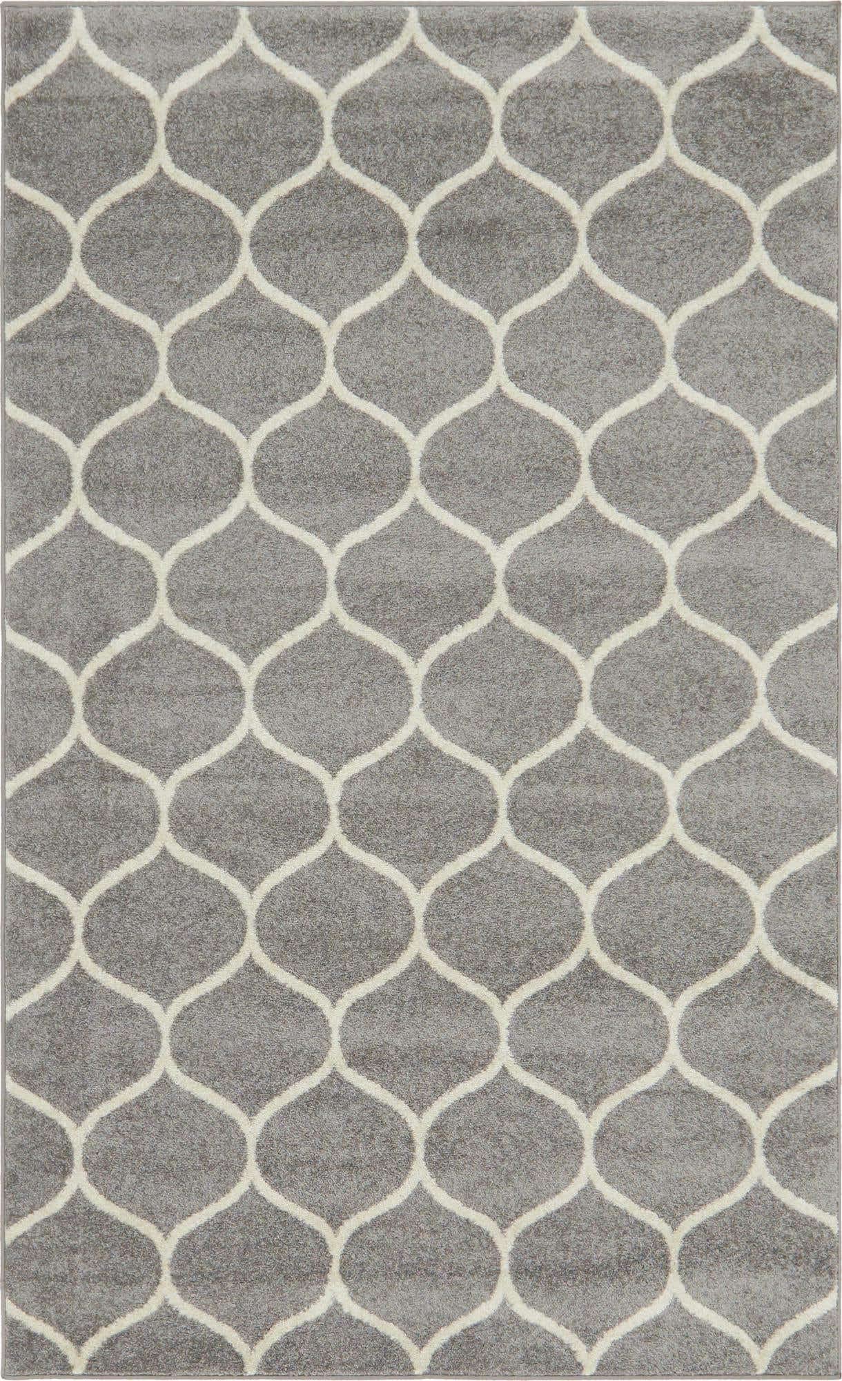 Unique Loom Trellis Frieze Collection Area Rug - Rounded (5' 1'' x 8', Light Gray/ Ivory)