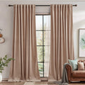 Stangh Beige Blush Velvet Curtains Light Dimming Bedroom Panels 96 Inches 2 Panels, Luxury Farmhouse Decor Window Treatment Back
