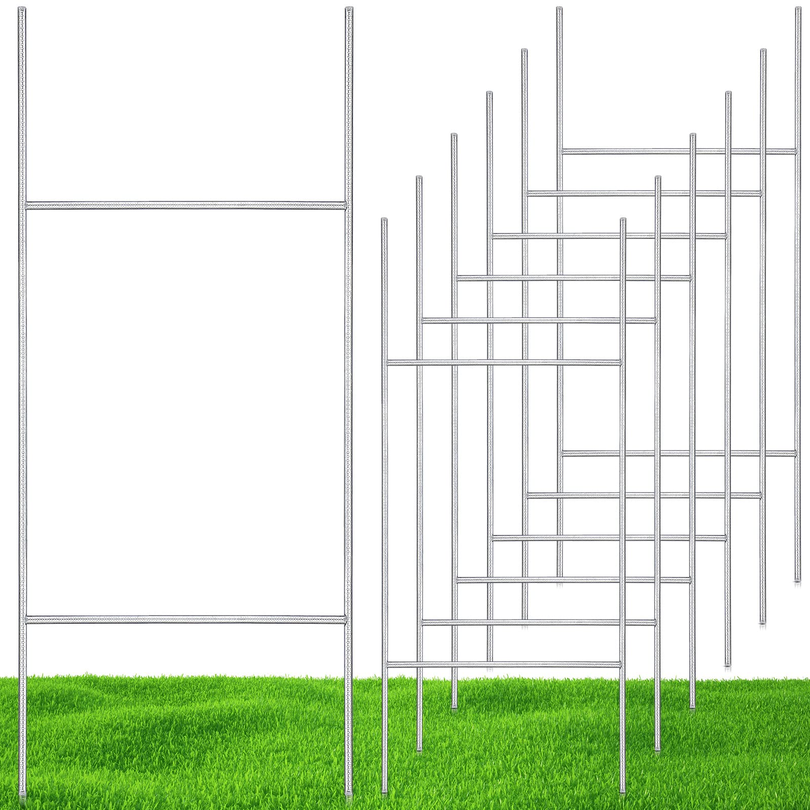 6 Pcs Yard Sign Stakes 30' X 10' Metal H Stakes Heavy Duty Frame Wire Stakes Weatherproof For 4Mm 5Mm Garage Sale Sign Corruga