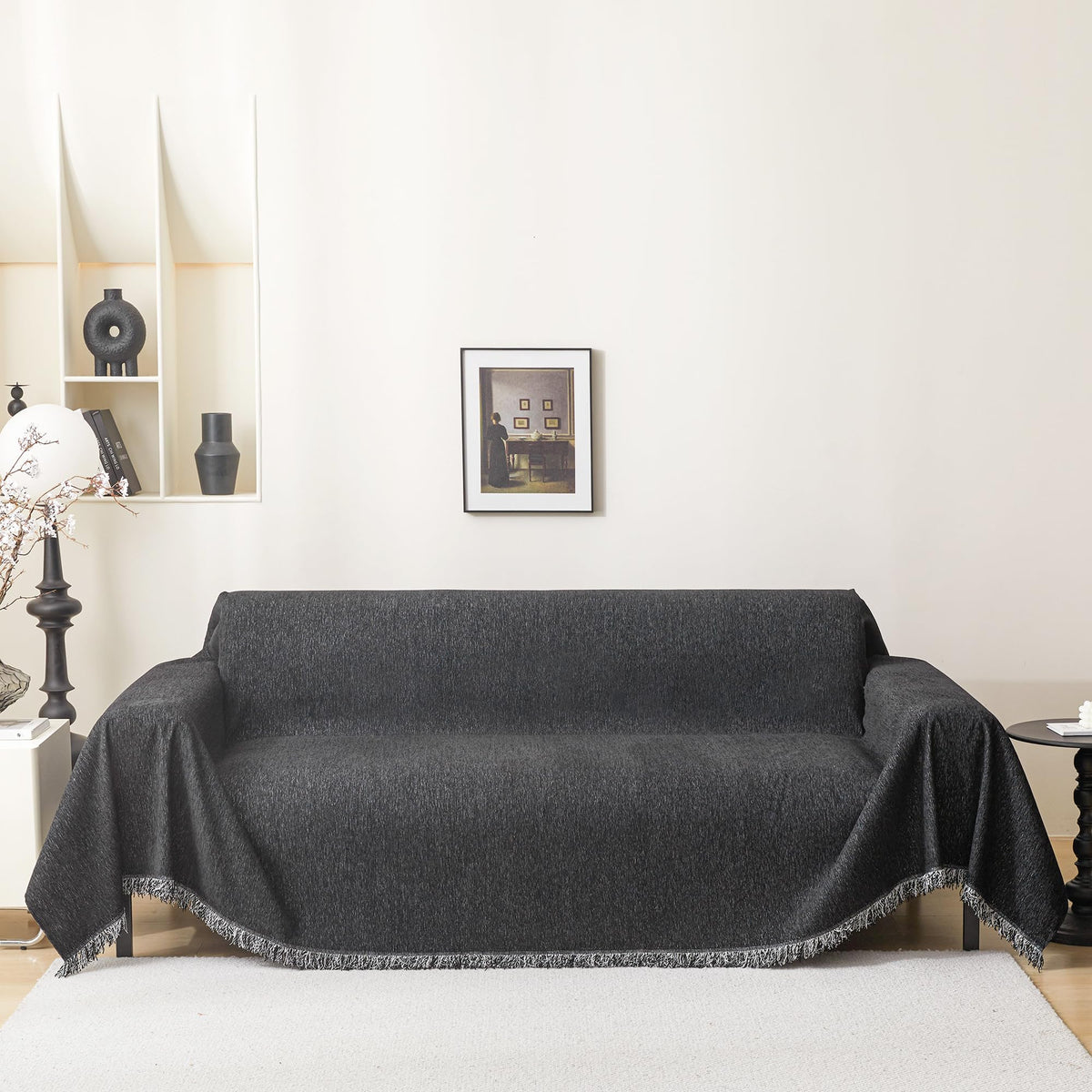 Meetsky Sofa Covers For Dogs Black Couch Cover Sectional Sofa Covers For 2 Cushion Couch Sofa Chenille Sofa Slipcover Couch Cove