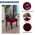 Genina Waterproof Seat Covers For Dining Room Chair Covers Waterproof Dining Chair Covers (2 Pcs-Rear-Gapped, Wine Red)