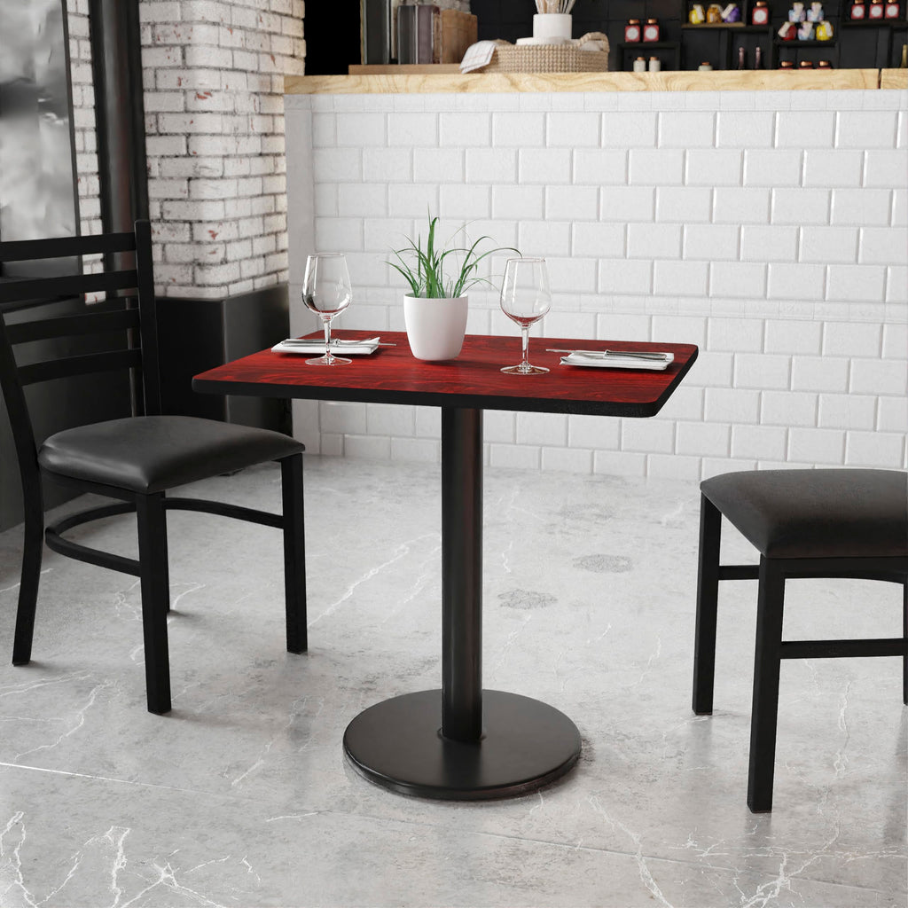 Flash Furniture 24'' X 30'' Rectangular Mahogany Laminate Table Top With 18'' Round Table Height Base