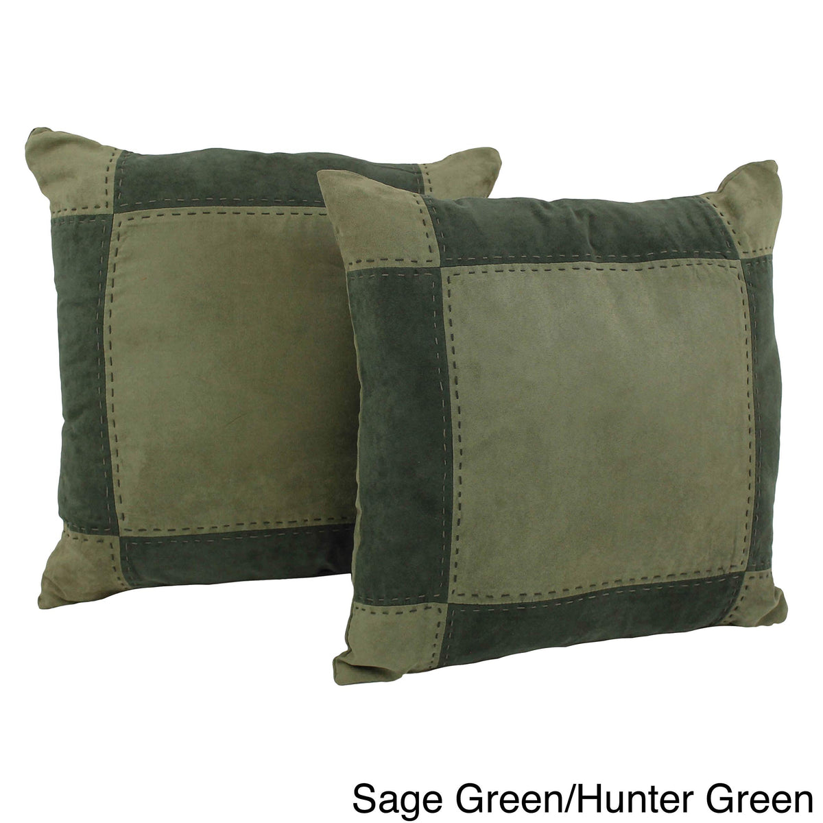 Blazing Needles Patchwork Micro-Suede Throw Pillows (Set of 2) Sage