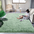 DweIke Super Soft Shaggy Rugs Fluffy Carpets, 5x8 ft, Green Area Rug for Living Room Bedroom Girls Kids Room Nursery Home Decor,