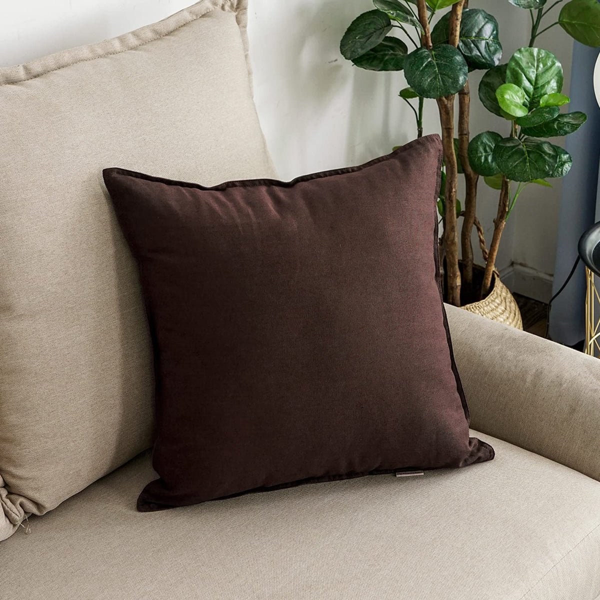 Jeanerlor 20'X20' Decorative Cotton Linen Throw Pillow Case, Sofa Durable Classy, Comfortable Cushion Cover For Living Room 20