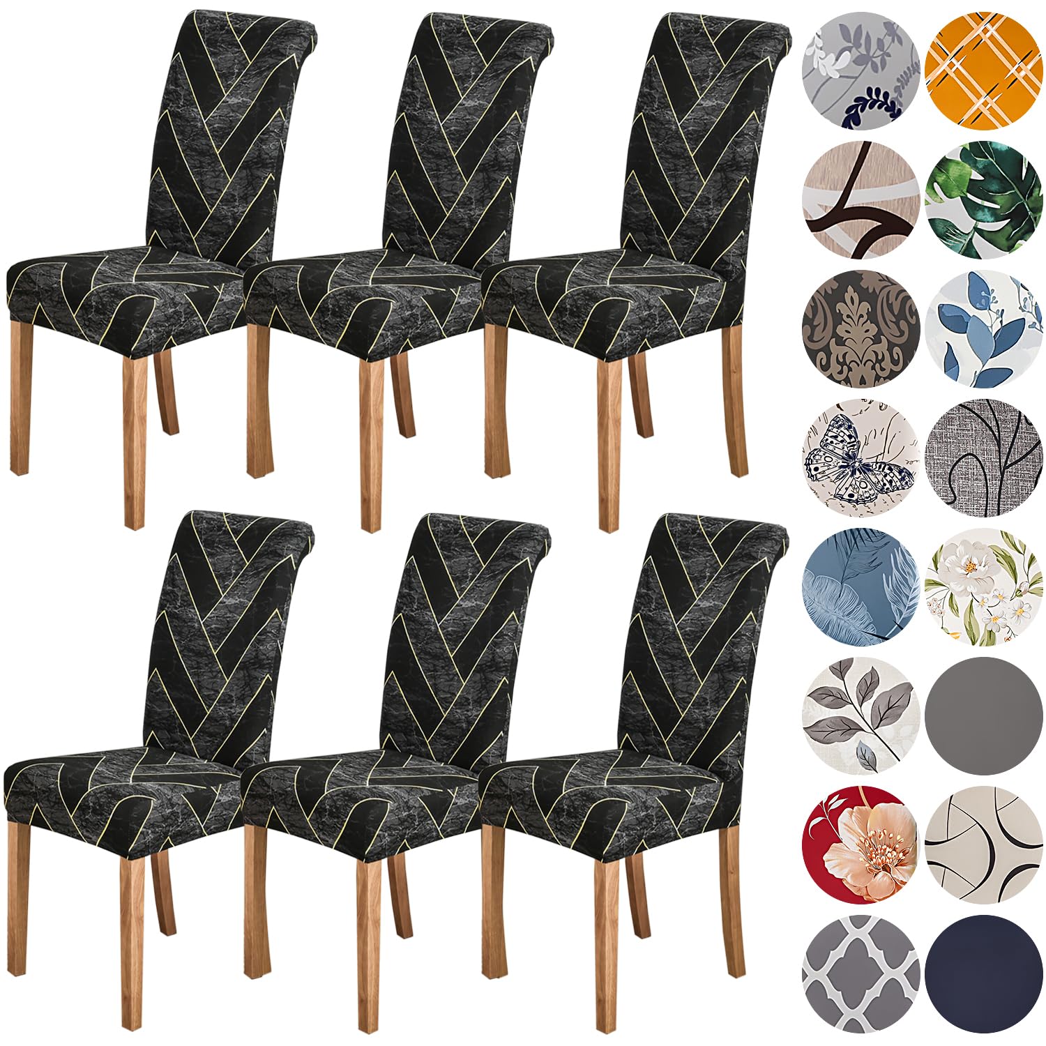 HZDHCLH Chair Covers for Dining Room Set of 6,Stretch Spandex Parsons Chair Slipcovers 6 Pack,Removable Washable Chair Protector