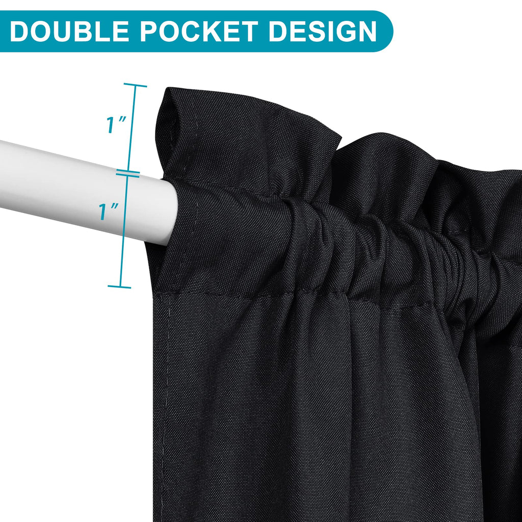 Hiasan French Door Curtains For Small Window, Rod Pocket Short Front Sidelight Curtain, 1 Panel (Black, W 52 Inch X L 72 Inch)