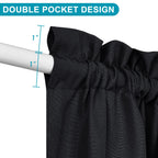 Hiasan French Door Curtains For Small Window, Rod Pocket Short Front Sidelight Curtain, 1 Panel (Black, W 52 Inch X L 72 Inch)