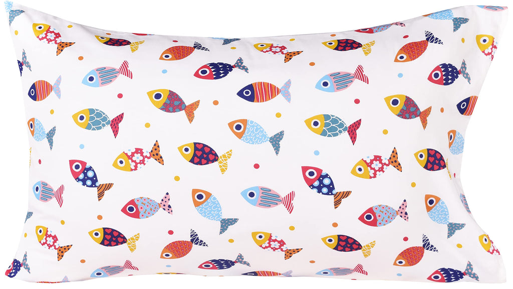 Scientific Sleep 100% Cotton Twin Bed Sheet Set - Colorful Fish Design, 3 Pcs Bedding for Kids, Includes Flat & Fitted Sheets, Pillowcase