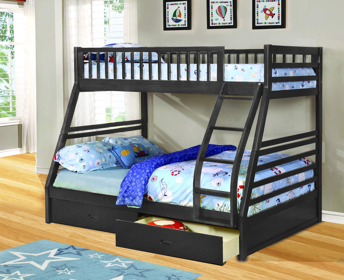 Bella E. Sofia Twin/Full Bunk Bed, Drawers Included, Grey