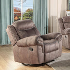 Acme Zubaida Velvet Horizontal Tufted Glider Recliner In 2-Tone Chocolate