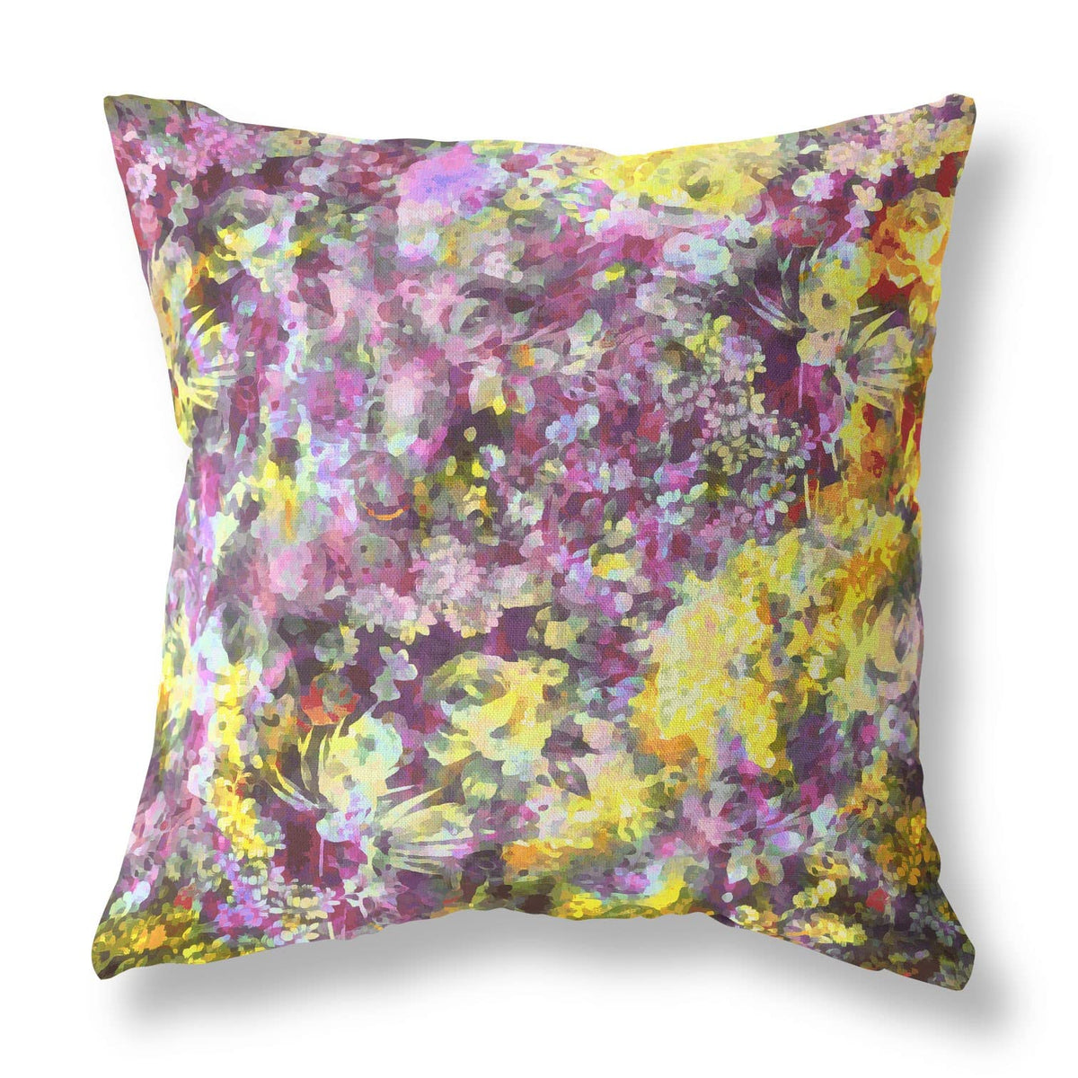 HomeRoots Hot Pink Yellow Broadcloth 26' Purple Yellow Springtime Indoor Outdoor Throw Pillow