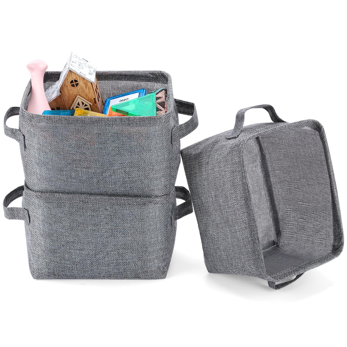 AARAINBOW Small Storage Basket Bins Canvas Mini Storage Cubes Storage Basket for Makeup, Baby Toys Liners, Books Nursery Storage
