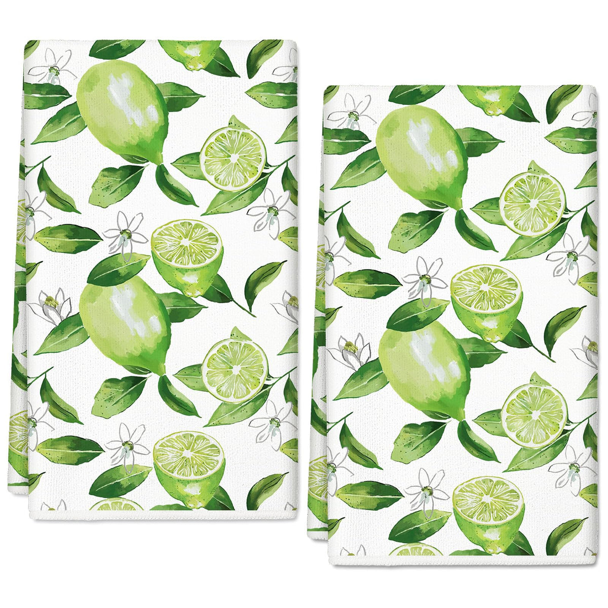 JarThenaAMCS Lemon Kitchen Towel Watercolor Green Lime Dish Towels 18 x 28 Inch Hand Drying Tea Towel for Cooking Baking Cleanin