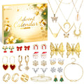 Advent Calendar 2024, Jewelry Set 24 Days Countdown Calendar for Adult Women Christmas, Fashion Bracelet Necklace Rings Earring,