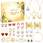 Advent Calendar 2024, Jewelry Set 24 Days Countdown Calendar for Adult Women Christmas, Fashion Bracelet Necklace Rings Earring,