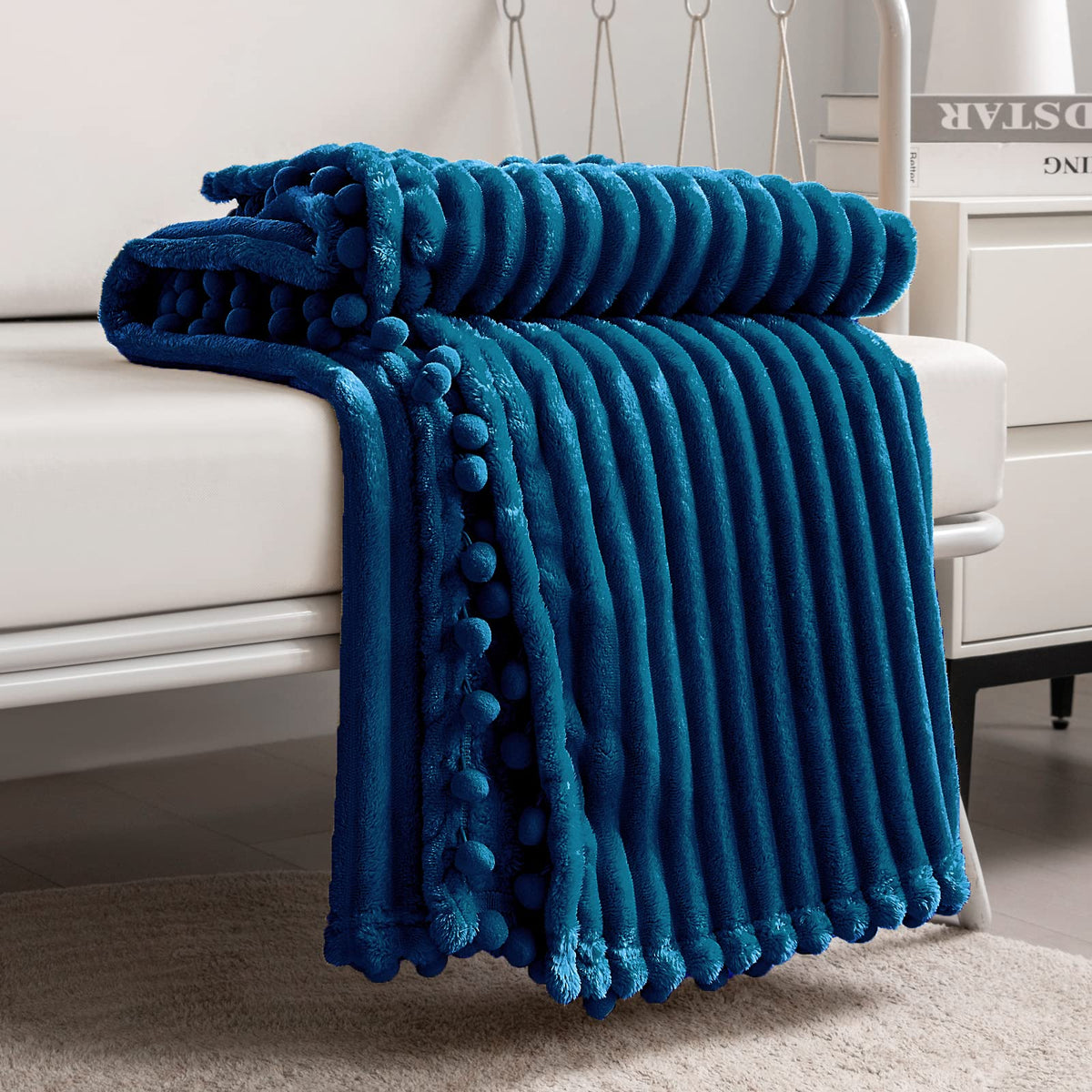 Dissa Fleece Blanket Queen Size - 71X80, Blue - Soft, Plush, Fluffy, Fuzzy, Warm, Cozy - Perfect Throw For Couch, Bed, Sofa - Wi