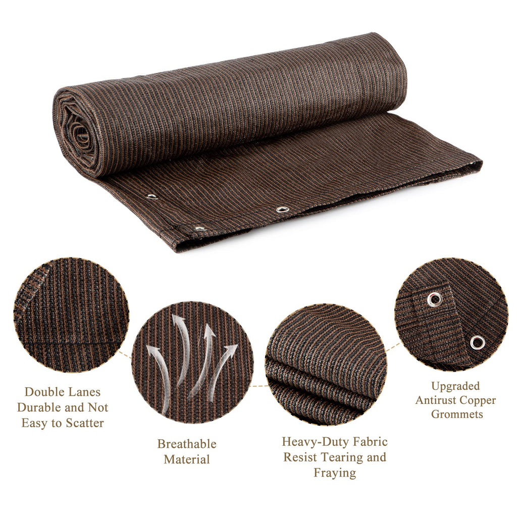 Abosun Outdoor Sun Shade Cloth, 8’ X 12’, Pergola, Deck, And Backyard Patio Sunshade With Uv Protection, Heat Resistant Hdpe Material, Reinforced Grommets (8X12 Ft,Brown)