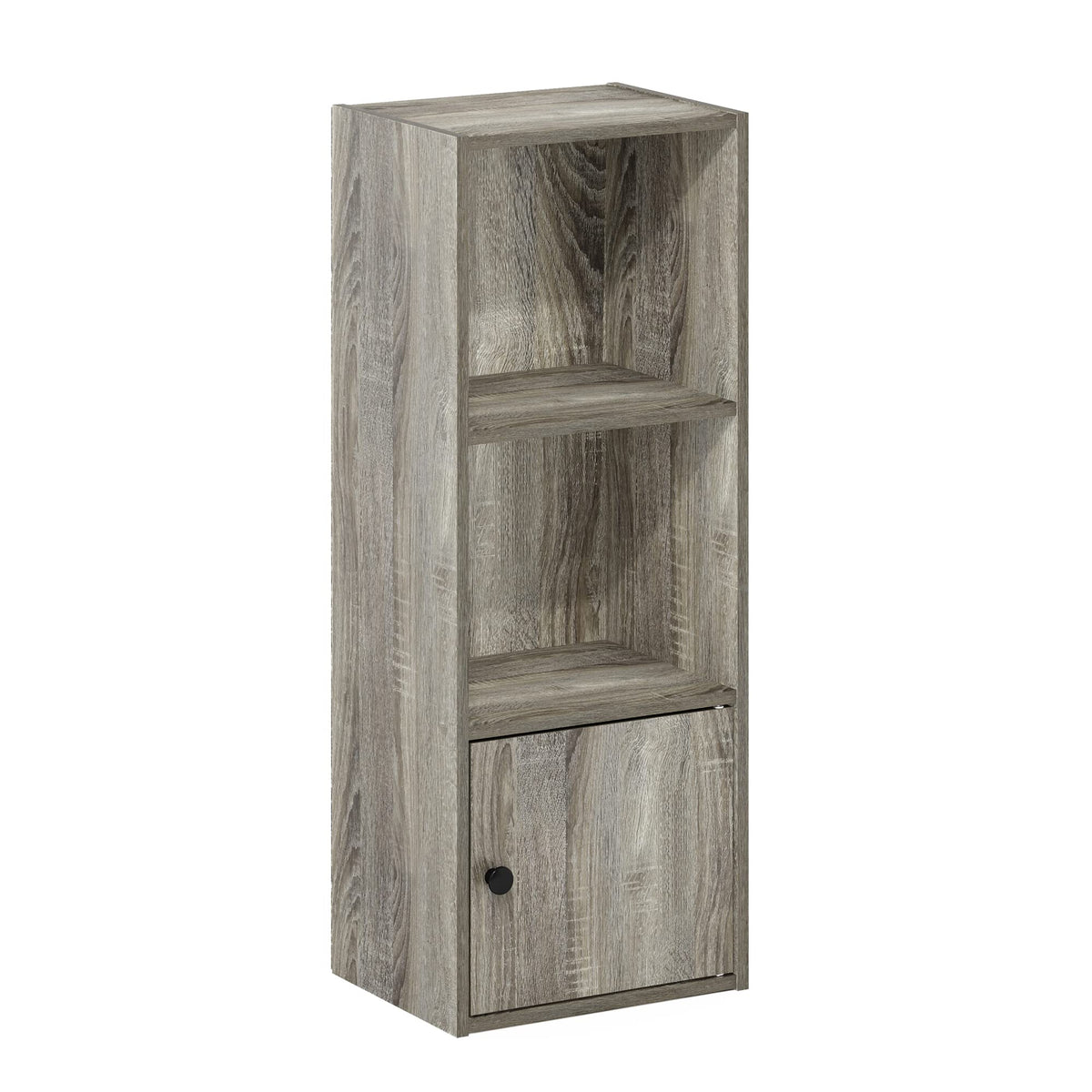 Furinno Luder Shelf Bookcase with 1 Door Storage Cabinet, French Oak