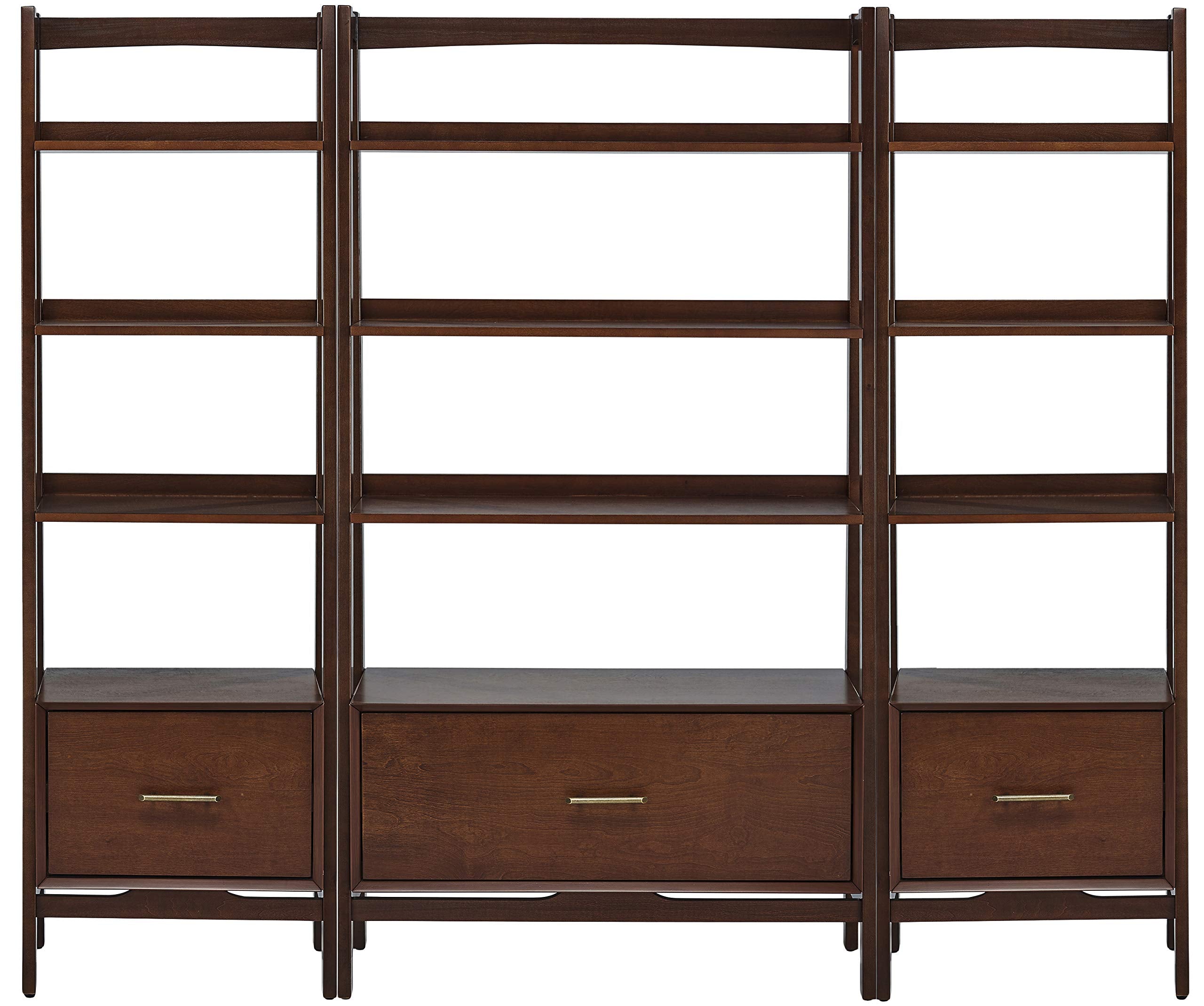Crosley Furniture Landon 3-Piece Bookshelf Etagere Set, Bookcase With Shelves And File Drawers, Mahogany