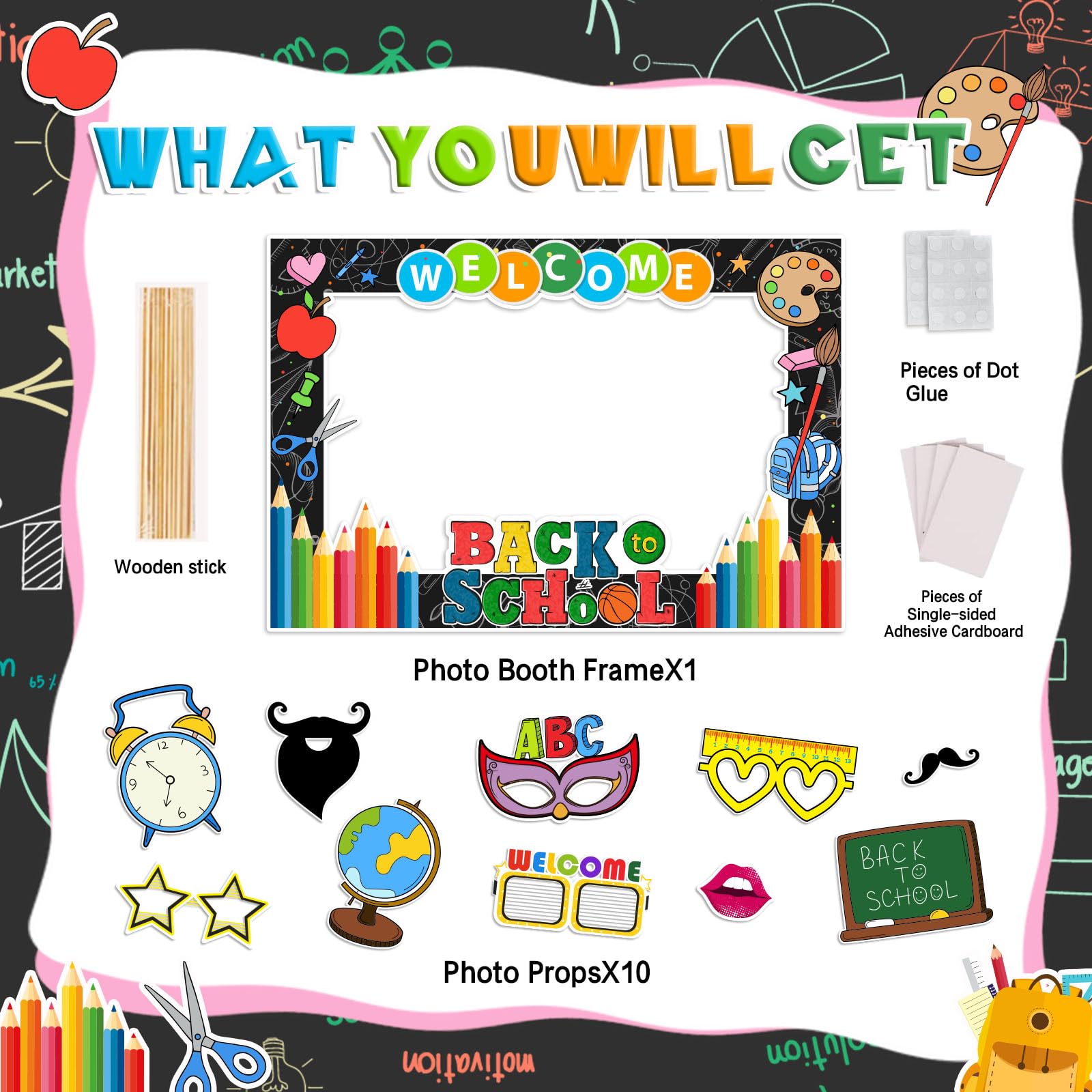 Back To School Decorations Back To School Photo Props Welcome Back To School Photo Frame& Photo Props First Day Of School Decora