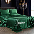 Siinvdabzx 4Pcs Satin Sheet Extra Deep Pocket Sheets Queen Size, Ultra Silky Soft Emerald Green Satin Queen Bed Sheets Deep Fitt