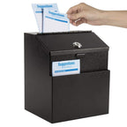 Kyodoled Suggestion Box With Lock And 50 Free Suggestion Cards, Metal Wall Mounted Ballot Box, Donation And Collection Key Drop
