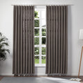 Twopages Chocolate Tart Pinch Pleated Drape 84 Inch Length Linen Light Filtering Room Darkening Curtain For Bedroom, Double Laye