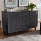 Click to see full view      5+  VIDEO Baxton Studio Wadia Modern and Contemporary Dark Gray 3-Door Wooden Entryway Shoe Storage Cabinet