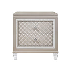 HomeRoots Champagne Toned Nightstand with Tapered Acrylic Legs and 2 Drawers