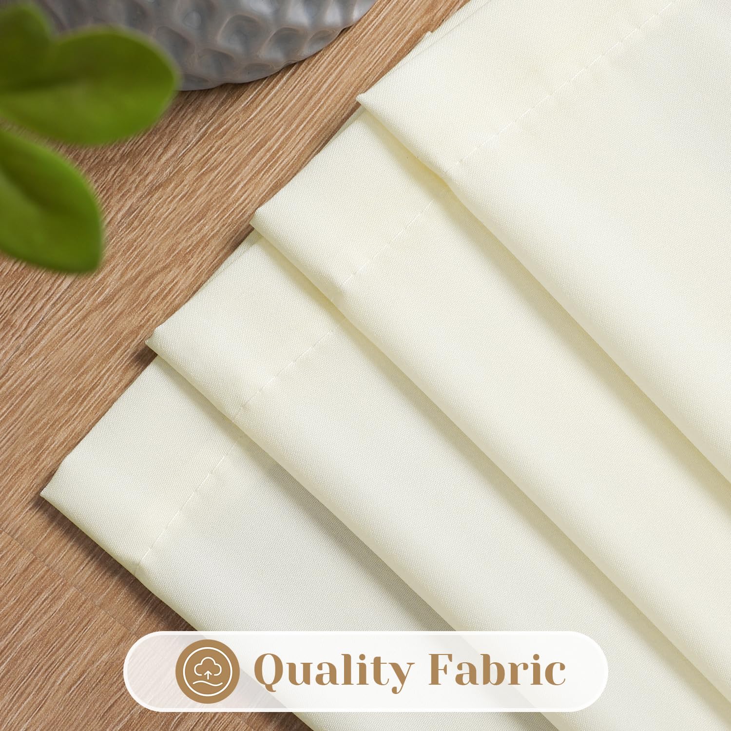 HOMEIDEAS Cream Yellow Privacy Sheer Kitchen Curtains, 30x24, Light Filtering Drapes, 2 Panels for Bedroom & Living Room