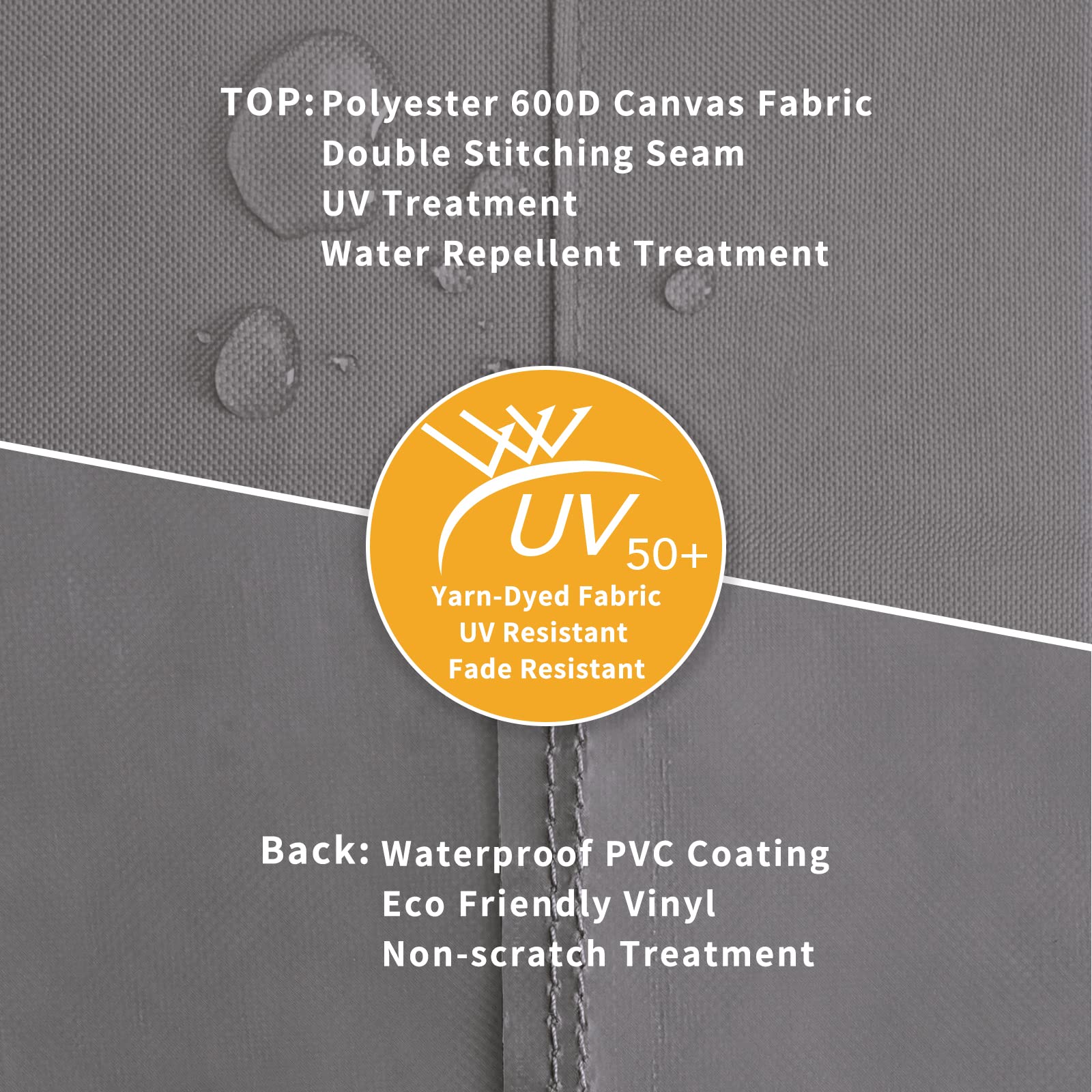 Easy-Going Patio Coffee Table Cover Small Outdoor Rectangular Table Cover, Uv Resistant Waterproof Patio Furniture Cover (48' Lx28 Wx16 H, Gray/Dark Gray)