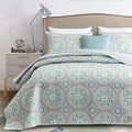 Chixin Boho Quilt King Size - Bohemian Chic Medallion Design - Lightweight Bedspread Coverlet Set, Ultrasonic Quilting Mandala B