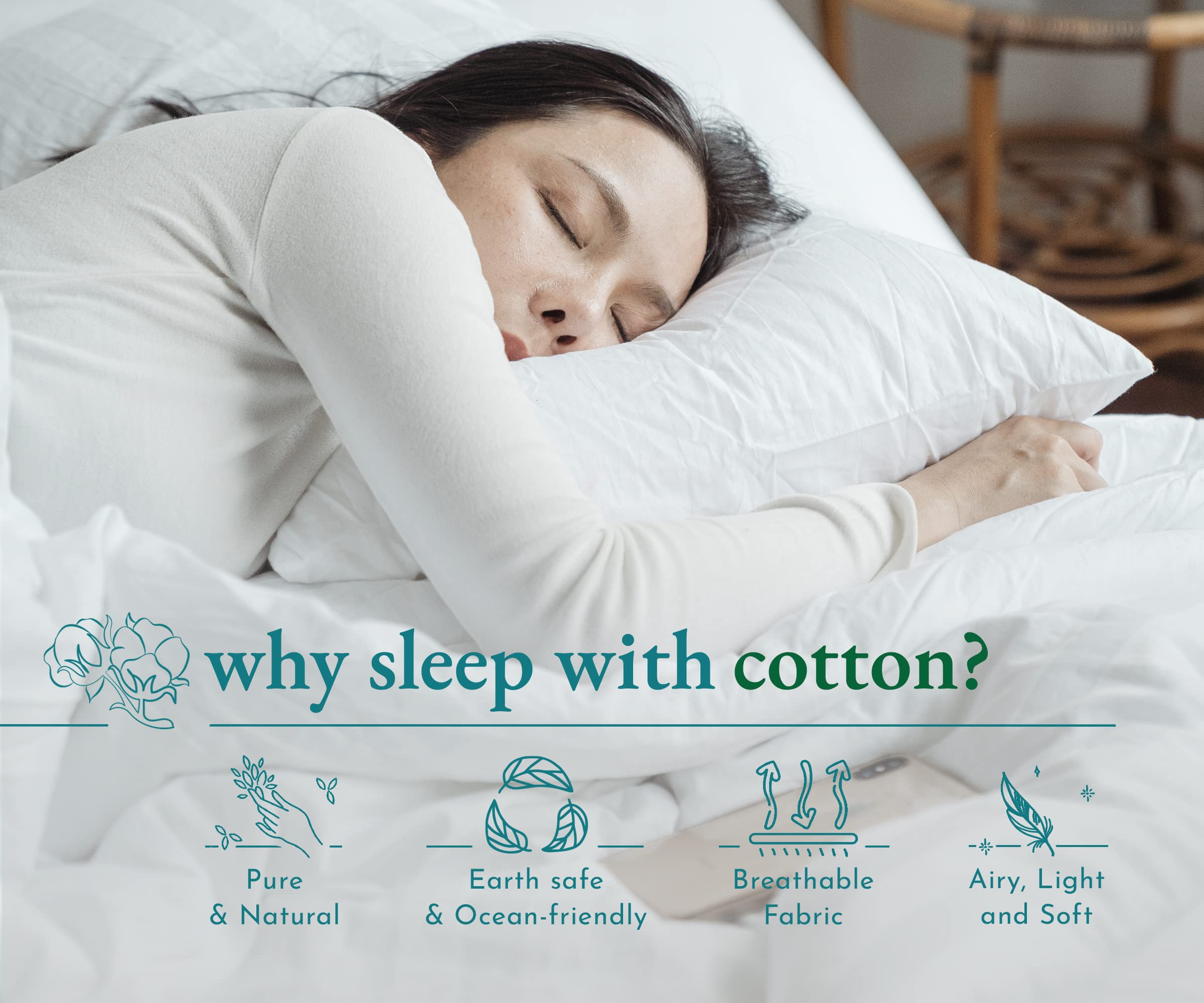 California Design Den 100% Cotton Pillow Cases Standard Size Set Of 2, Soft & Cooling Sateen Weave Pillowcase Set (Standard/Queen, Seafoam)