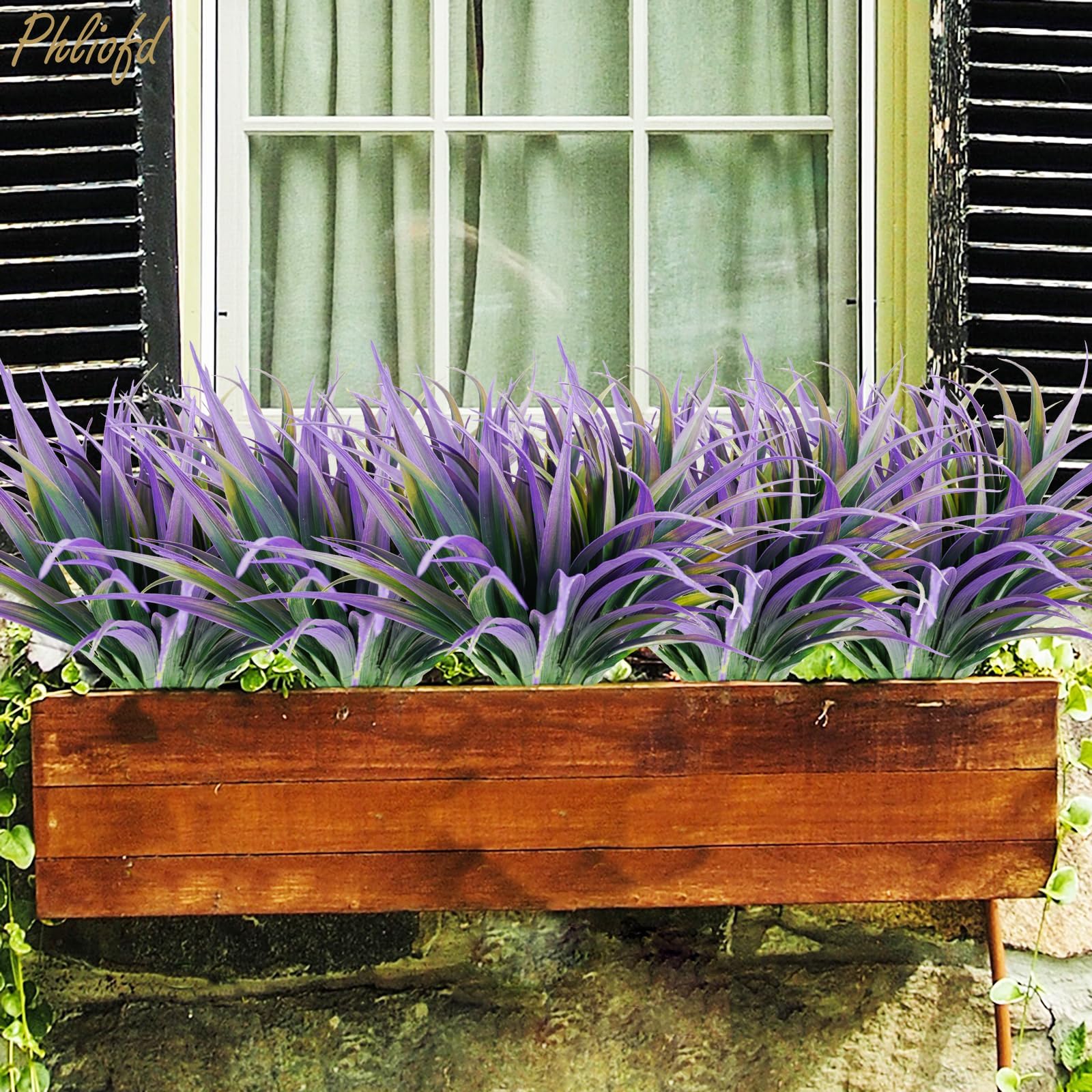 Phliofd 32Pcs Artificial Grass Fake Plants 17.3In Outdoor Plants Uv Resistant Faux Greenery Stems Fake Grass For Home Window Gar